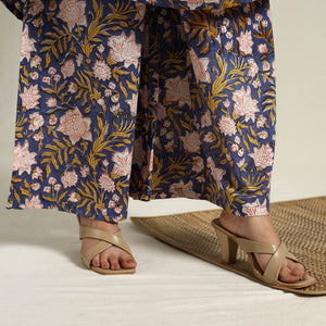 Blue - Block Print Cotton Flared Sanganeri Kurta Set 01