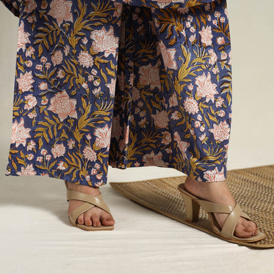 Blue - Block Print Cotton Flared Sanganeri Kurta Set 01