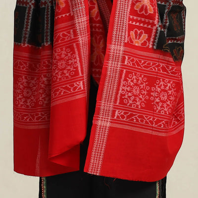 Black - Handloom Cotton Sambalpuri Ikat Dupatta 08
