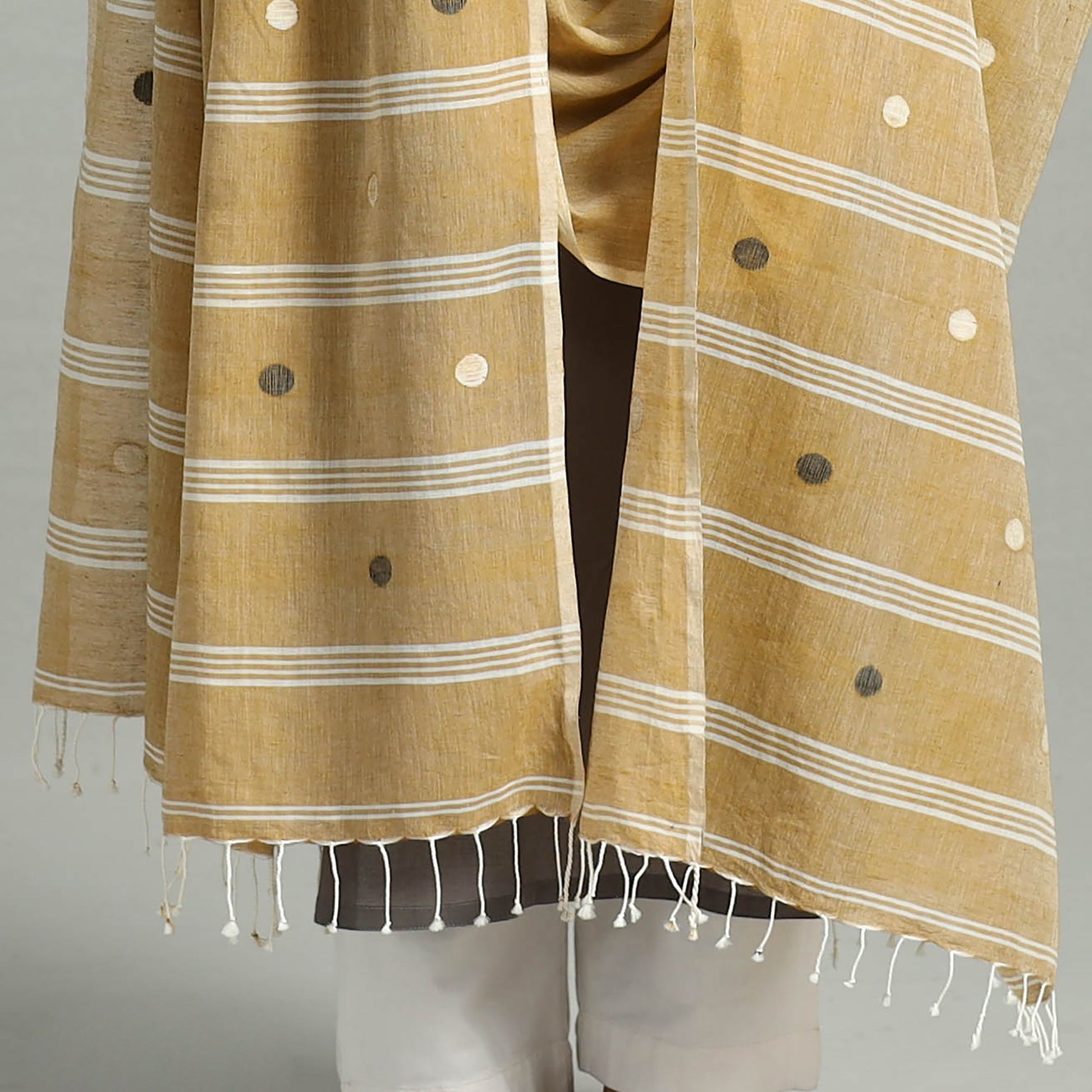 Beige - Handloom Cotton Burdwan Jamdani Dupatta 01