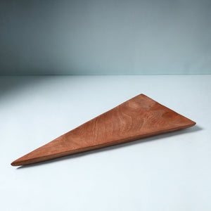 Brown - Hand Carved Natural Mahogany Wooden Triangle Tray (19 x 8 in)