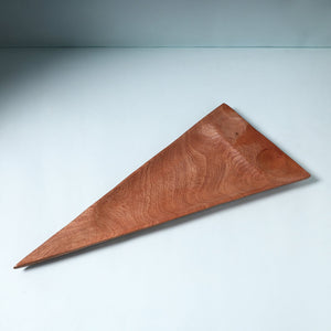 Brown - Hand Carved Natural Mahogany Wooden Triangle Tray (19 x 8 in)