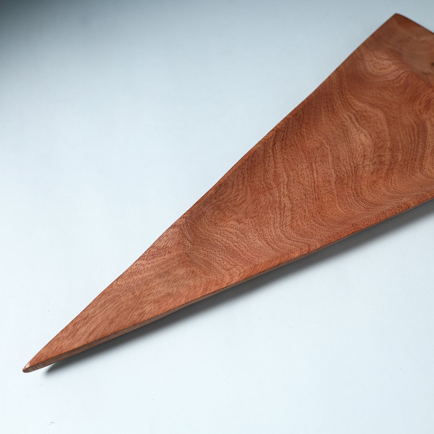 Brown - Hand Carved Natural Mahogany Wooden Triangle Tray (19 x 8 in)