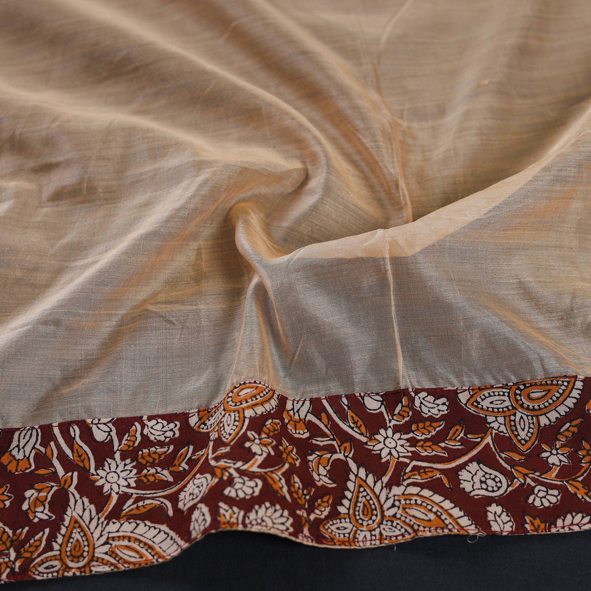 Beige - Plain Chanderi Silk Blouse Piece 03