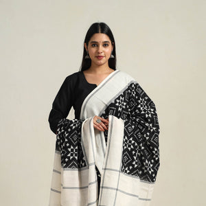 Black - Handloom Cotton Pochampally Double Ikat Dupatta 03