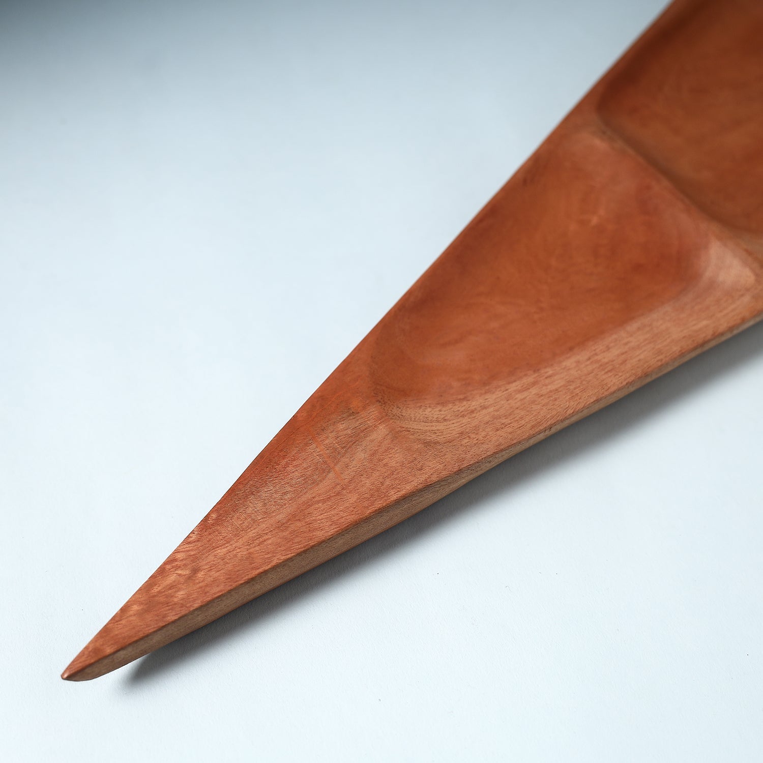 Brown - Hand Carved Natural Mahogany Wooden Triangle Tray (19 x 8 in)