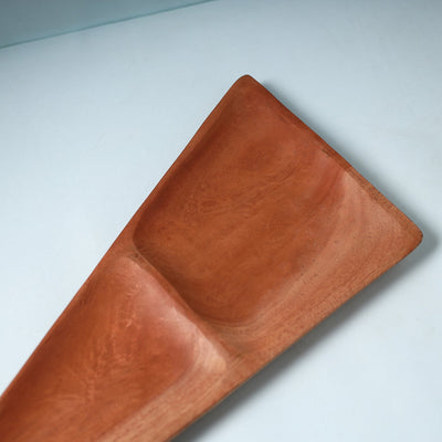 Brown - Hand Carved Natural Mahogany Wooden Triangle Tray (19 x 8 in)