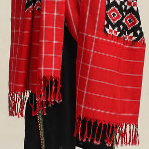 Black - Handloom Cotton Pochampally Double Ikat Dupatta 04
