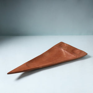 Brown - Hand Carved Natural Mahogany Wooden Triangle Tray (19 x 8 in)