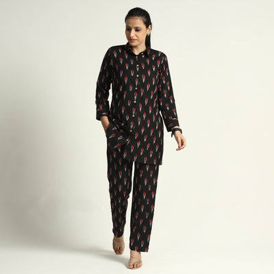 Black - Pochampally Ikat Cotton Co-Ord Set