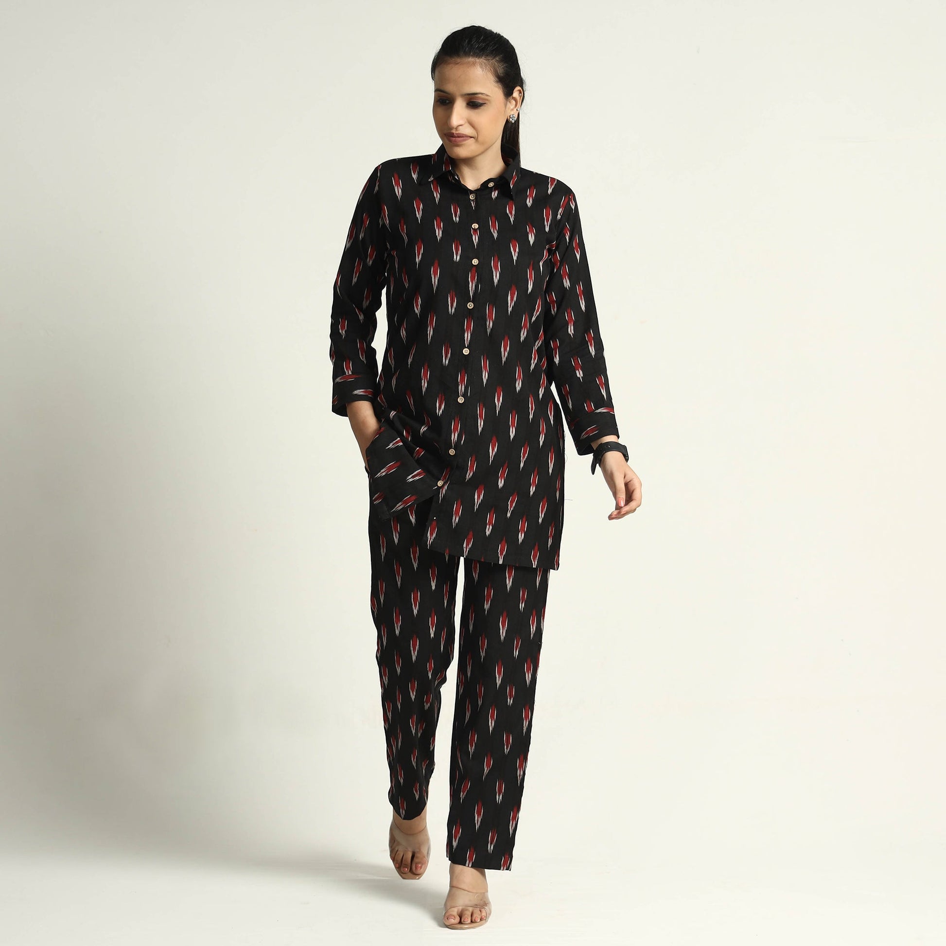 Black - Pochampally Ikat Cotton Co-Ord Set