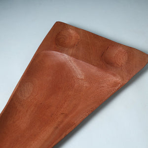 Brown - Hand Carved Natural Mahogany Wooden Triangle Tray (19 x 8 in)