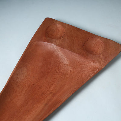 Brown - Hand Carved Natural Mahogany Wooden Triangle Tray (19 x 8 in)