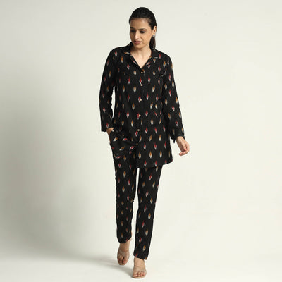 Black - Pochampally Ikat Cotton Co-Ord Set