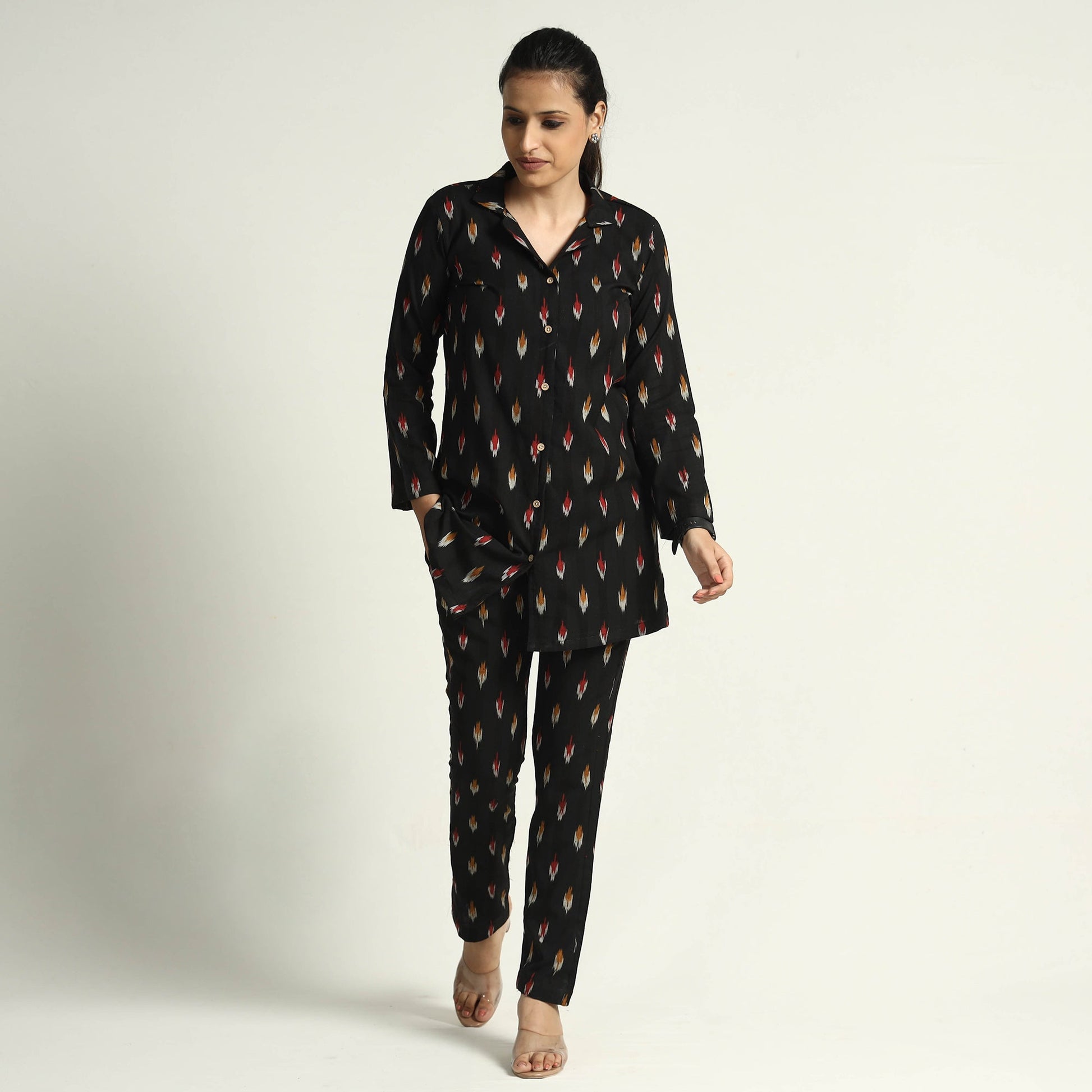 Black - Pochampally Ikat Cotton Co-Ord Set