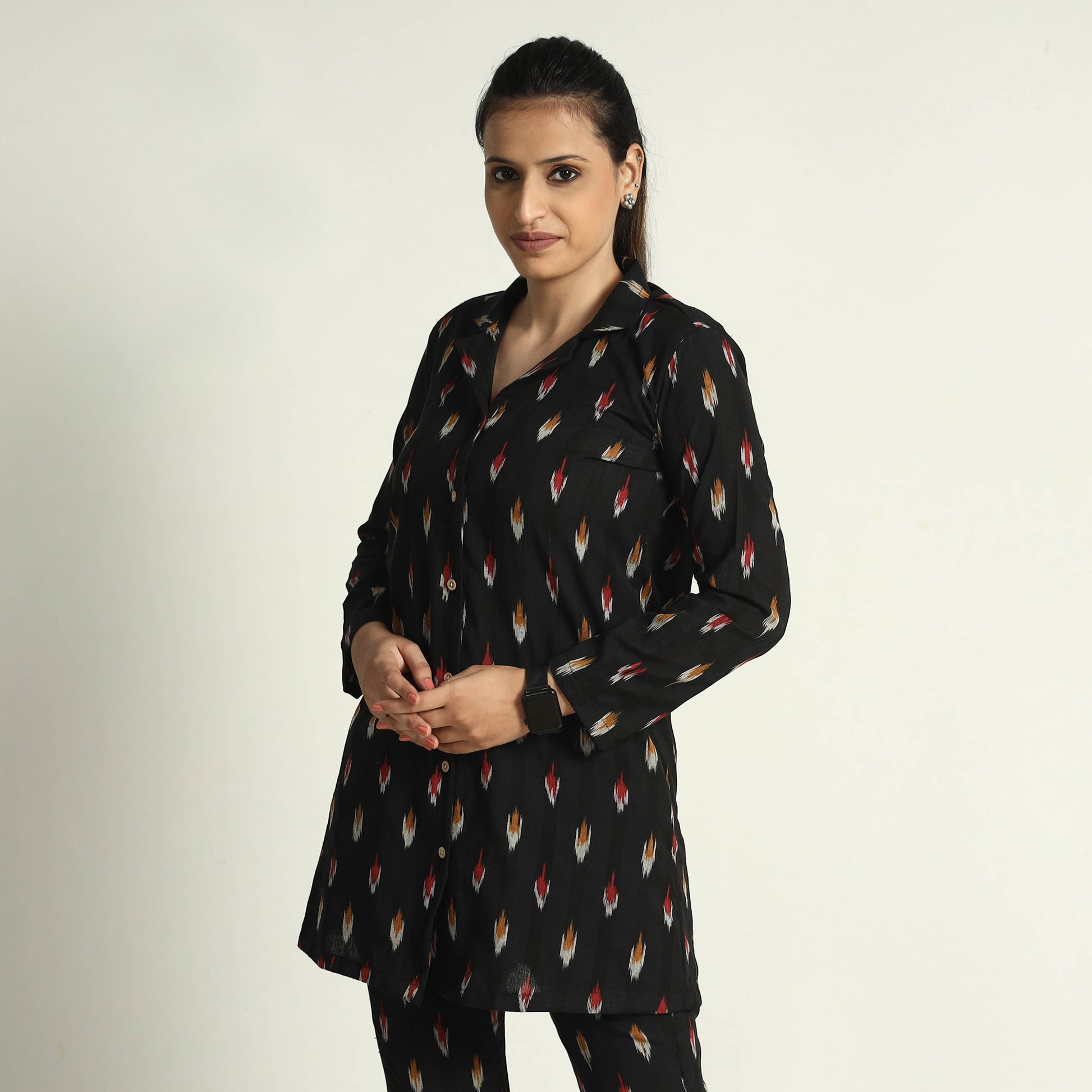 Black - Pochampally Ikat Cotton Co-Ord Set