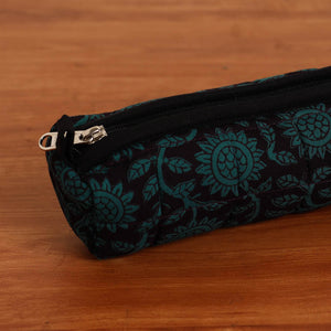 Black - Handmade Quilted Cotton Pencil Pouch 07