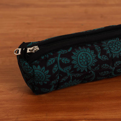 Black - Handmade Quilted Cotton Pencil Pouch 07