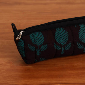 Black - Handmade Quilted Cotton Pencil Pouch 09