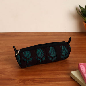 Black - Handmade Quilted Cotton Pencil Pouch 09