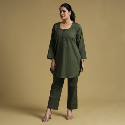 Army Green - Plain Dyed Cotton Co-Ord Set