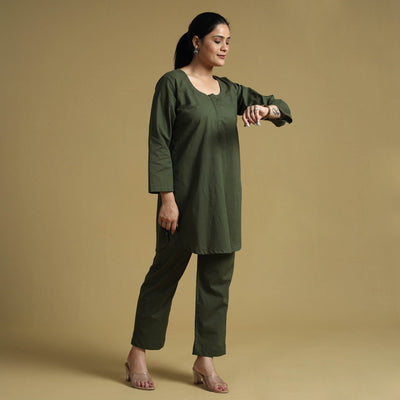 Army Green - Plain Dyed Cotton Co-Ord Set