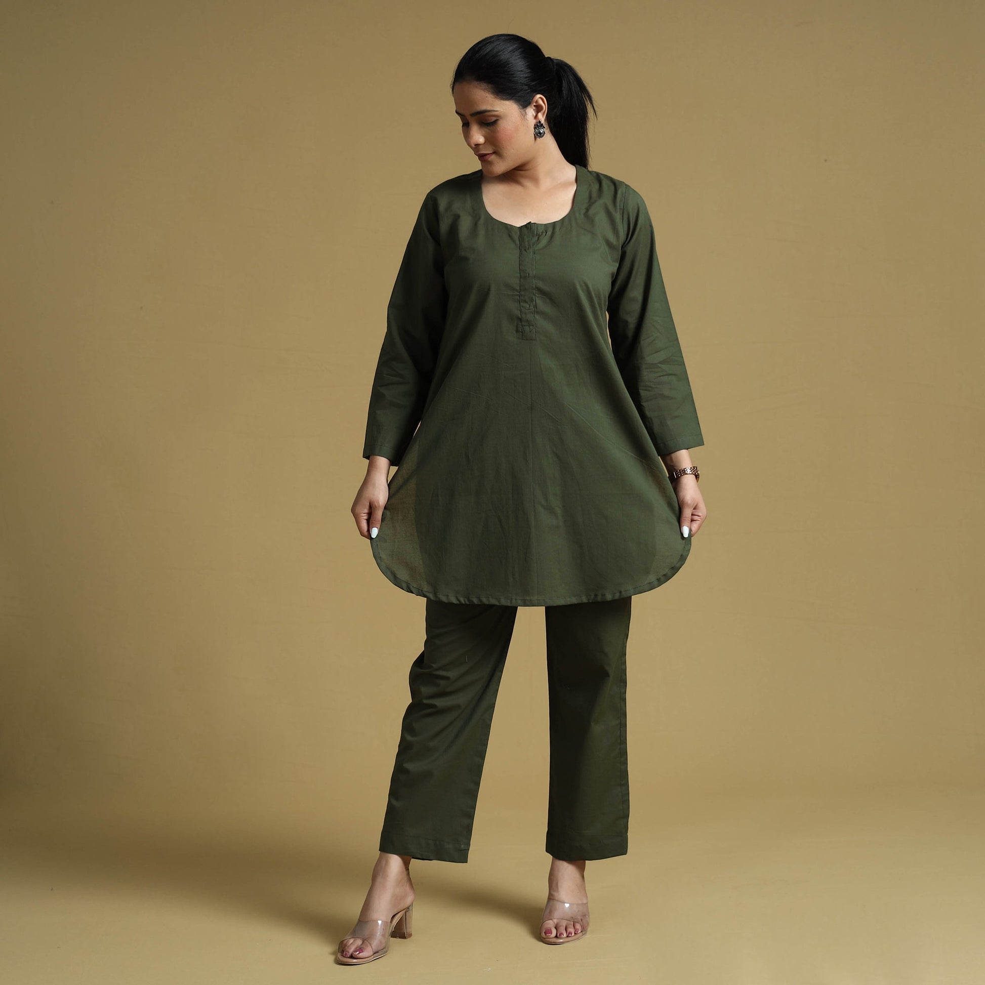 Army Green - Plain Dyed Cotton Co-Ord Set
