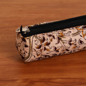Beige - Handmade Quilted Cotton Pencil Pouch 19