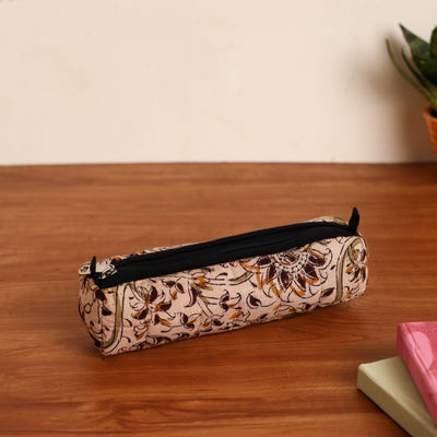Beige - Handmade Quilted Cotton Pencil Pouch 19