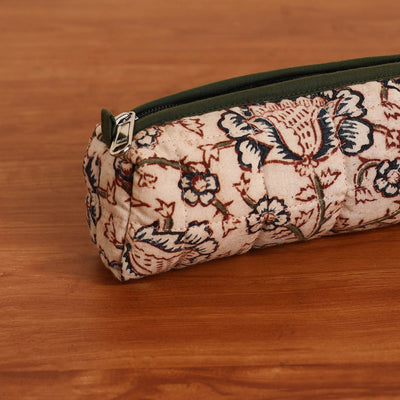 Beige - Handmade Quilted Cotton Pencil Pouch 20