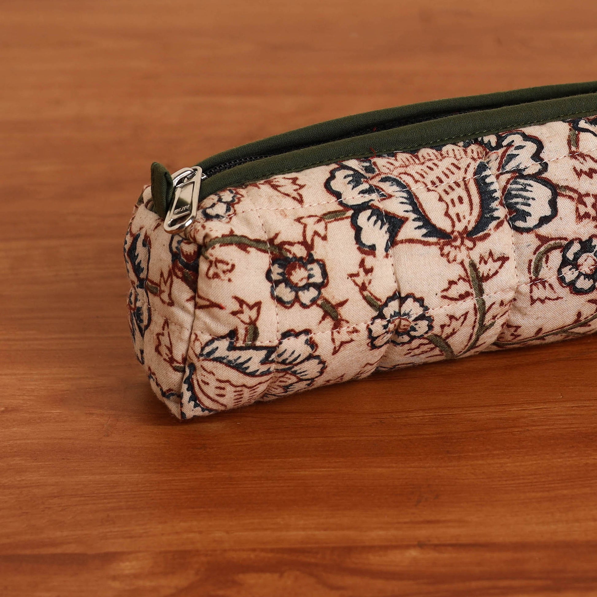 Beige - Handmade Quilted Cotton Pencil Pouch 20