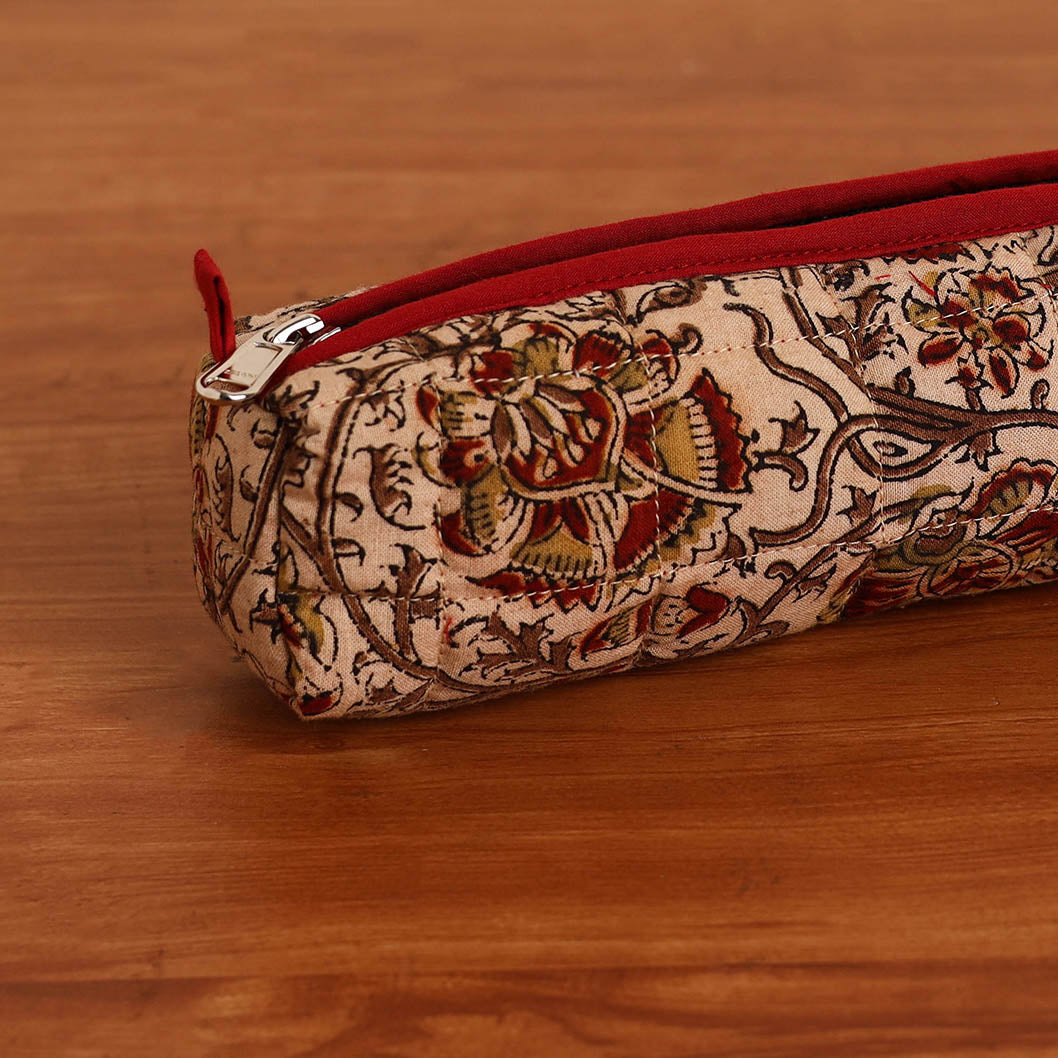 Beige - Handmade Quilted Cotton Pencil Pouch 22