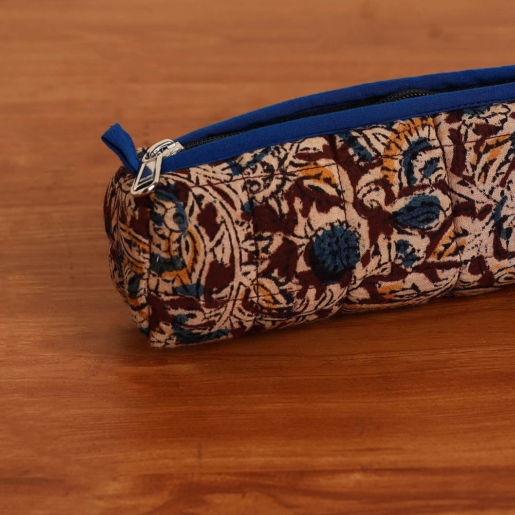 Brown - Handmade Quilted Cotton Pencil Pouch 33