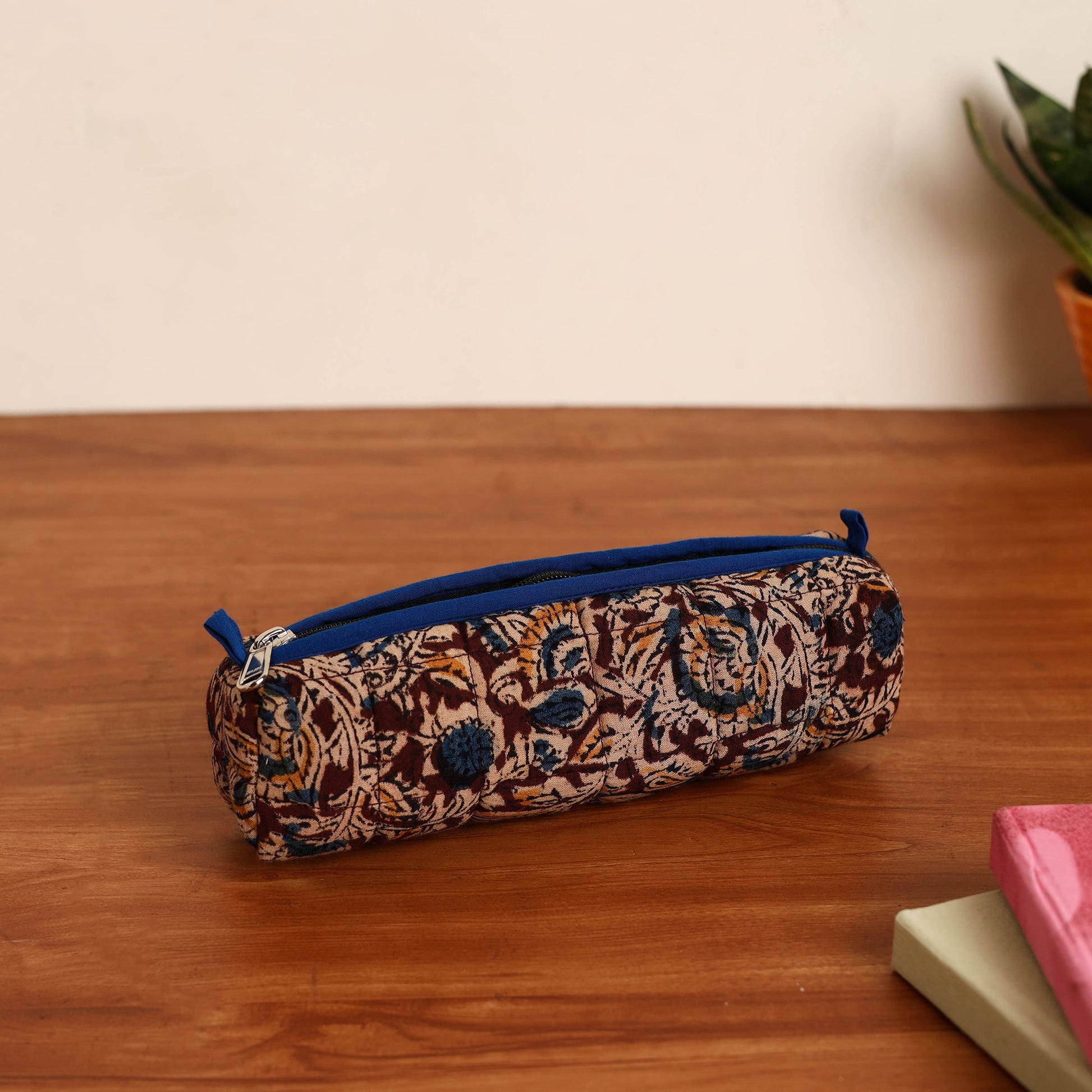 Brown - Handmade Quilted Cotton Pencil Pouch 33