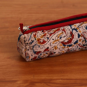 Beige - Handmade Quilted Cotton Pencil Pouch 23