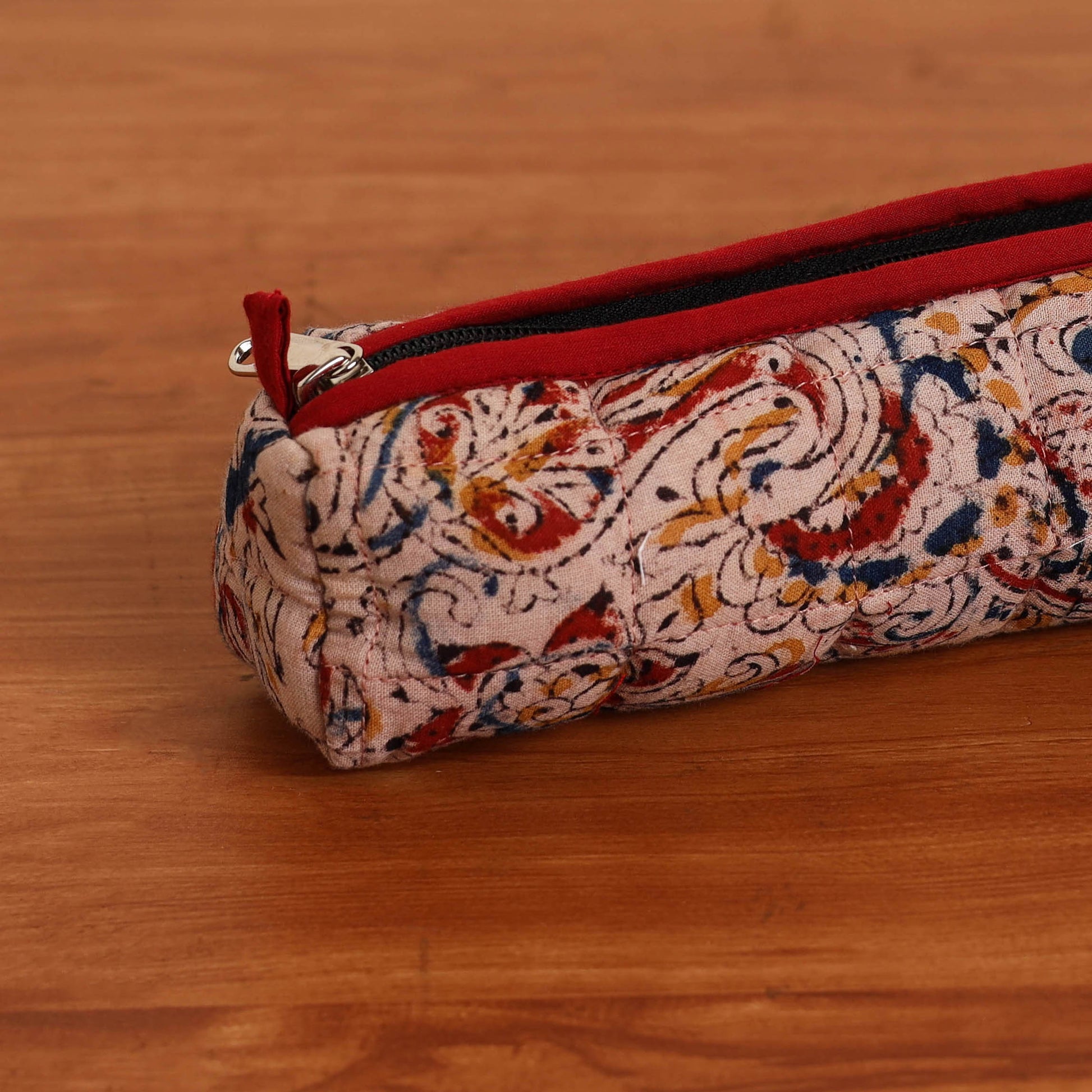 Beige - Handmade Quilted Cotton Pencil Pouch 23