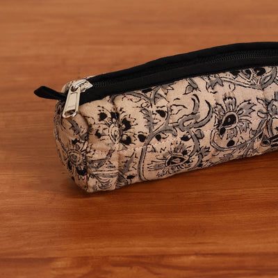 Beige - Handmade Quilted Cotton Pencil Pouch 25