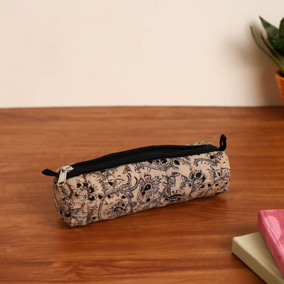 Beige - Handmade Quilted Cotton Pencil Pouch 25