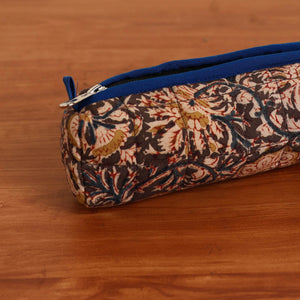 Brown - Handmade Quilted Cotton Pencil Pouch 26