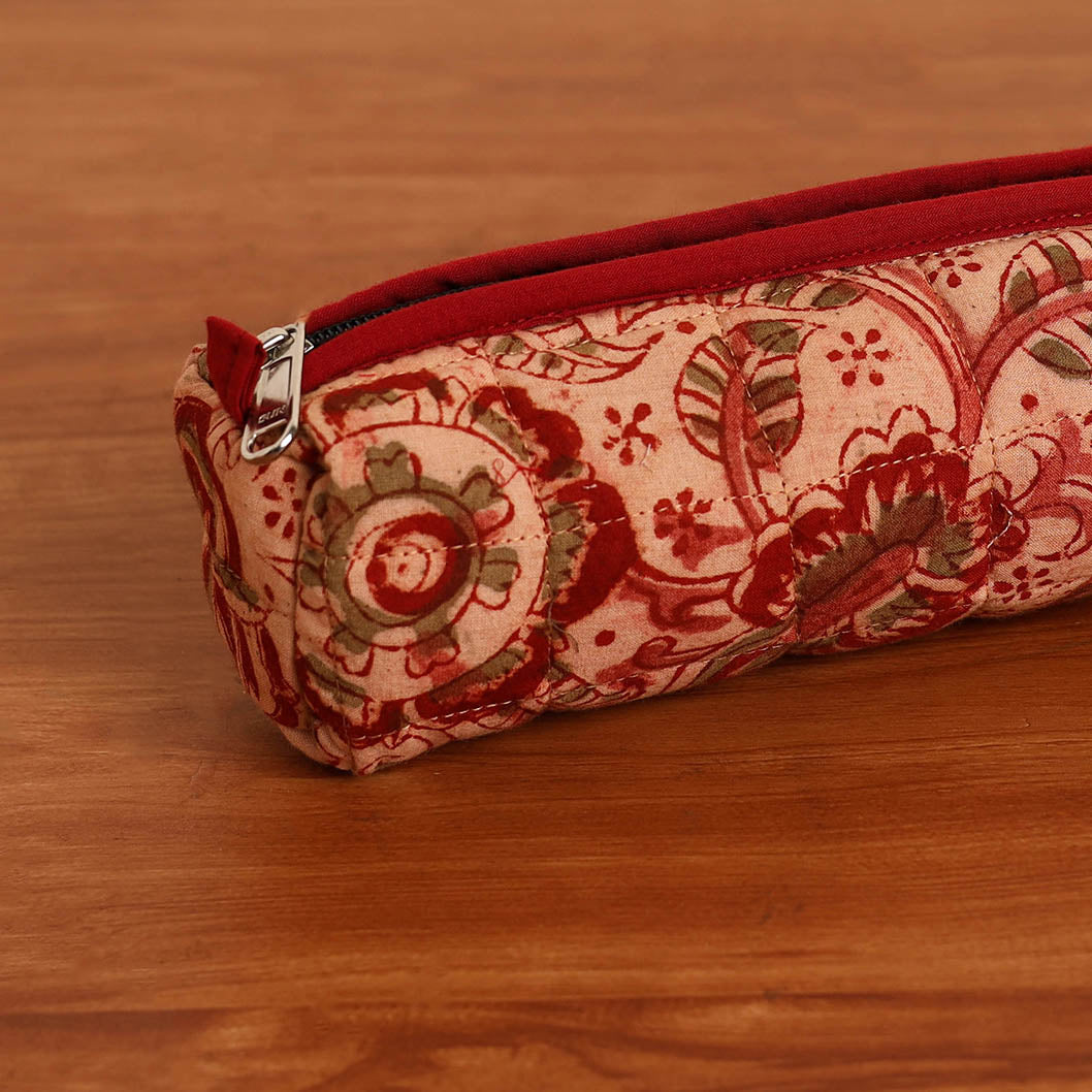 Beige - Handmade Quilted Cotton Pencil Pouch 27