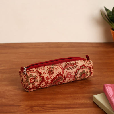 Beige - Handmade Quilted Cotton Pencil Pouch 27