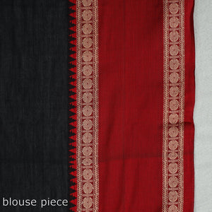 Black - Traditional Narayanpet Mercerised Cotton Saree with Thread Border 70