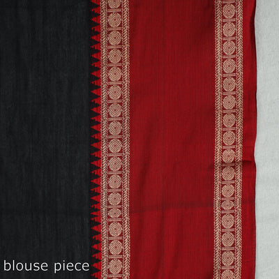 Black - Traditional Narayanpet Mercerised Cotton Saree with Thread Border 70