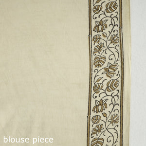 Beige - Akola Hand Block Printed Cotton Saree