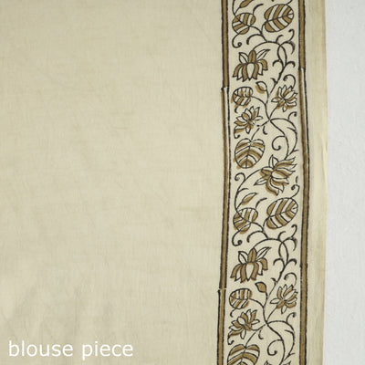 Beige - Akola Hand Block Printed Cotton Saree