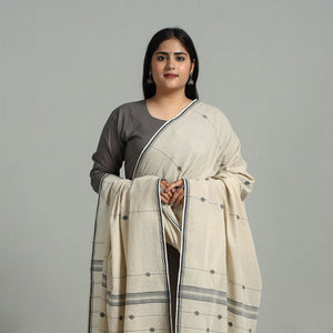 Beige - Handloom Cotton Burdwan Jamdani Dupatta 21