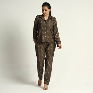 Brown - Pochampally Ikat Cotton Co-Ord Set
