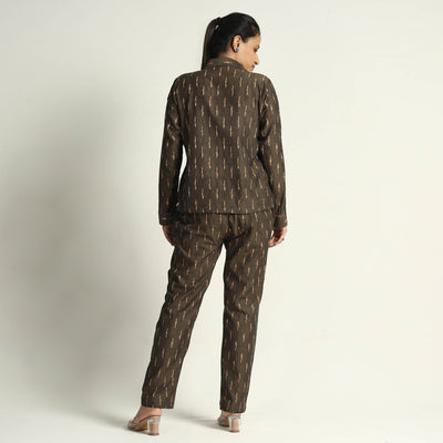 Brown - Pochampally Ikat Cotton Co-Ord Set