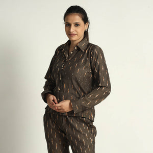 Brown - Pochampally Ikat Cotton Co-Ord Set