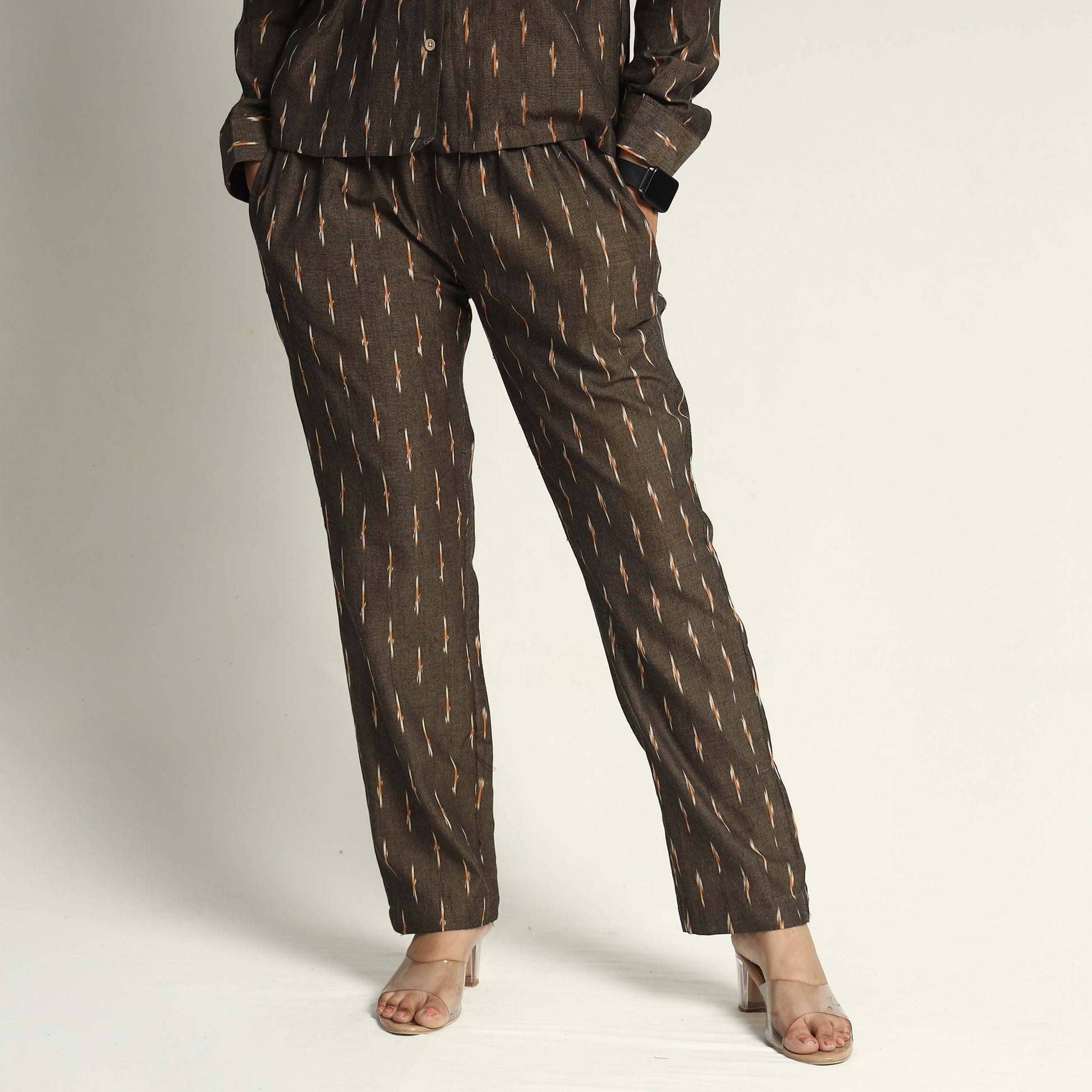Brown - Pochampally Ikat Cotton Co-Ord Set